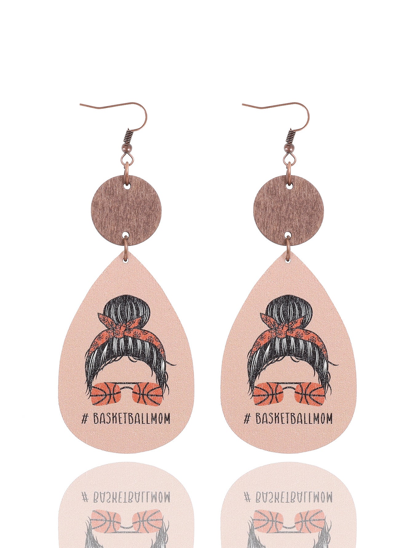 Wholesale Teardrop-shaped sporty wood stud earrings